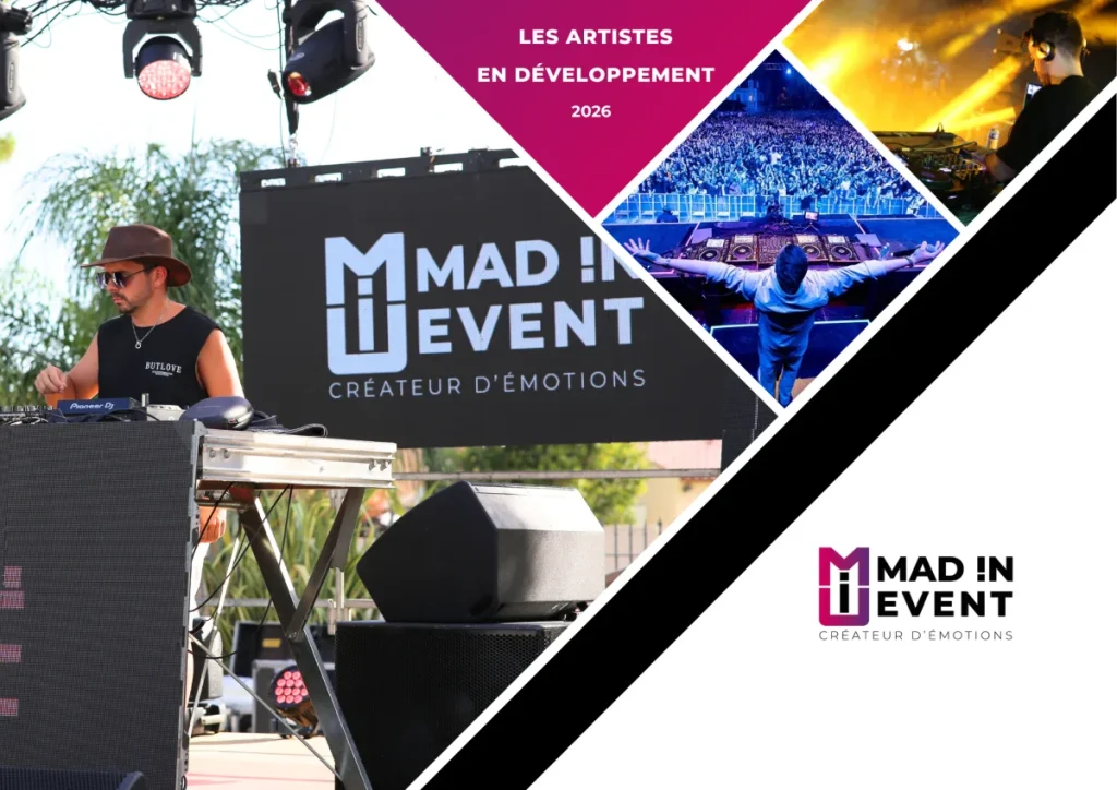 Couverture du catalogue des artistes en développement de Mad In Event